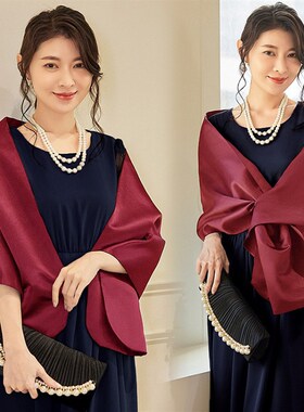 酒红色结婚新娘披肩女坎肩围巾婚礼晚礼服外套旗袍外搭斗蓬88013