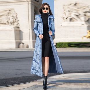 长羽绒服女到脚踝2021年冬季新款收腰轻薄过膝女款超长加厚外套