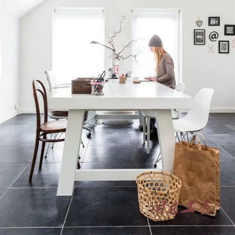 北欧白色实木会议桌工作室办公桌洽谈桌简约现代工作台长方形餐桌,商业/办公家具,会议桌,淘宝优惠券,粉丝福利购,淘宝优惠卷