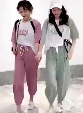 闺蜜套装女韩版学生宽松休闲百搭学生套装女夏季显瘦两件套运动装