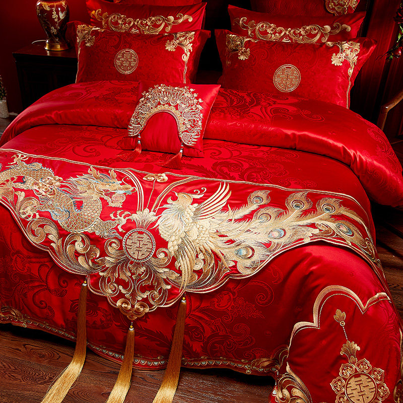 床旗床尾巾婚庆大红婚礼台布刺绣长旗结婚床上用品龙凤百子图配件,床上用品,床旗,淘宝优惠券,粉丝福利购,淘宝优惠卷