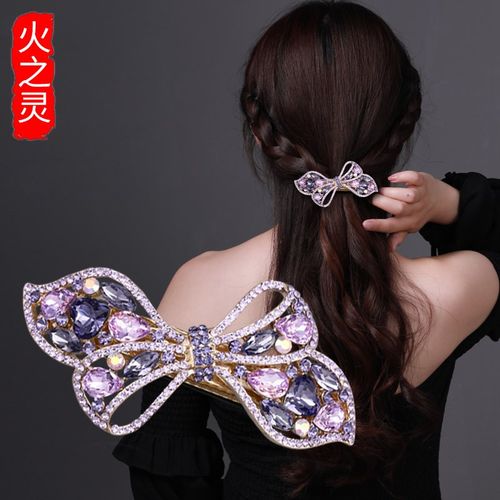 发夹女夹子头饰妈妈款发卡高级头花饰品水钻发饰卡子一字夹弹簧夹