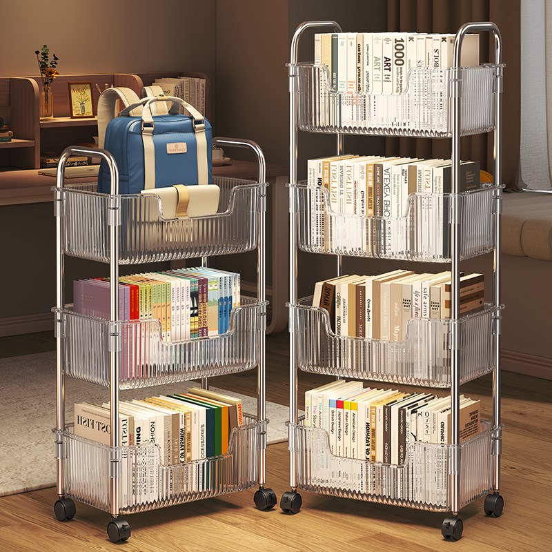 书包置物架落地多层放书收纳小推车学生H宿舍桌下可移动压克力书