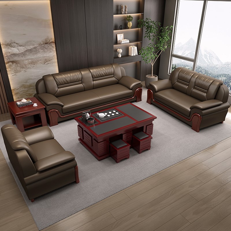 办公室沙发商务接待会议室会客洽A谈酒店老板大堂客厅高档沙发茶