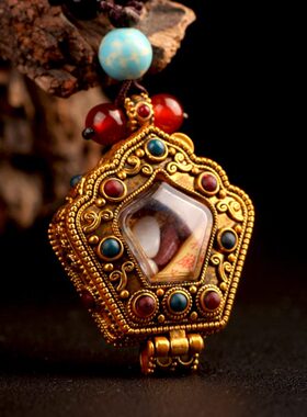 小号西藏尼泊尔民族风格透明可打开项链空心嘎乌盒个性吊坠女噶乌