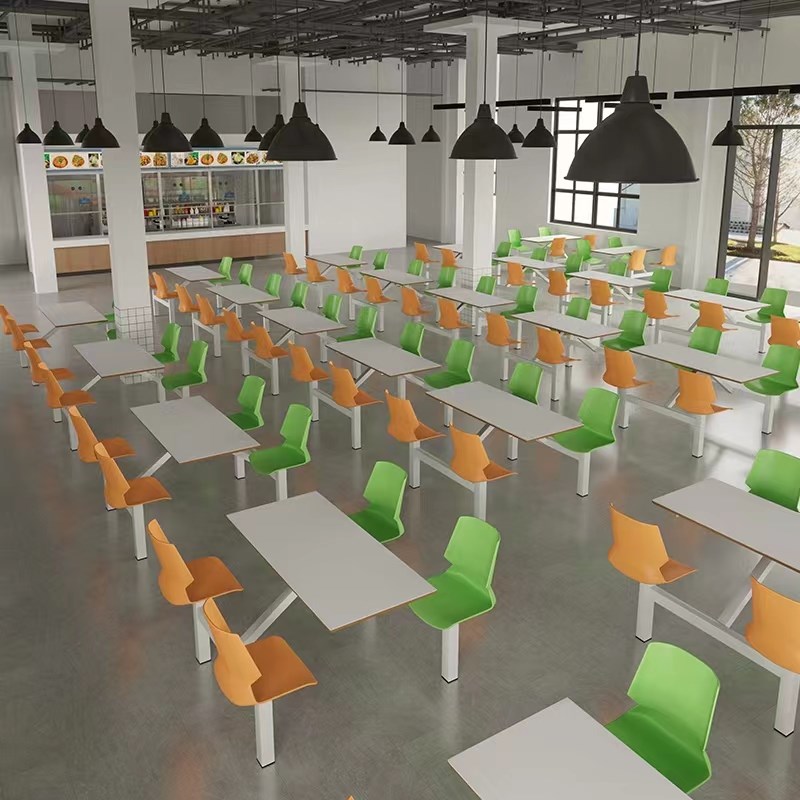 连体快餐桌椅组合学校单位公司A美食城餐饮店小吃店大排档食堂桌