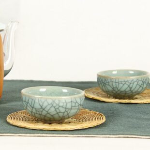 绿竹翁头青日式竹编家用隔热垫茶杯垫防烫圆形功夫茶道配件防烫垫