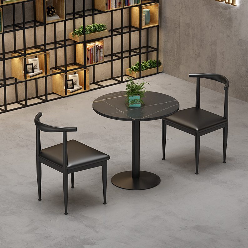 铁艺岩板圆桌椅组合餐厅酒吧烧烤吧咖啡厅清吧餐饮火锅店餐馆椅子