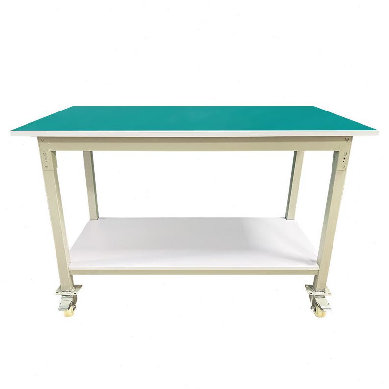 鸣固防静电工作台带轮手推移动维修桌流水线操作台打包台双层带轮