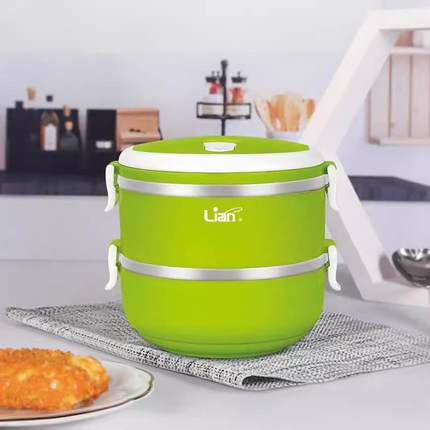 联创（Lian）保温饭盒不锈钢双层便当盒方便清洗DF-CP0616M绿色