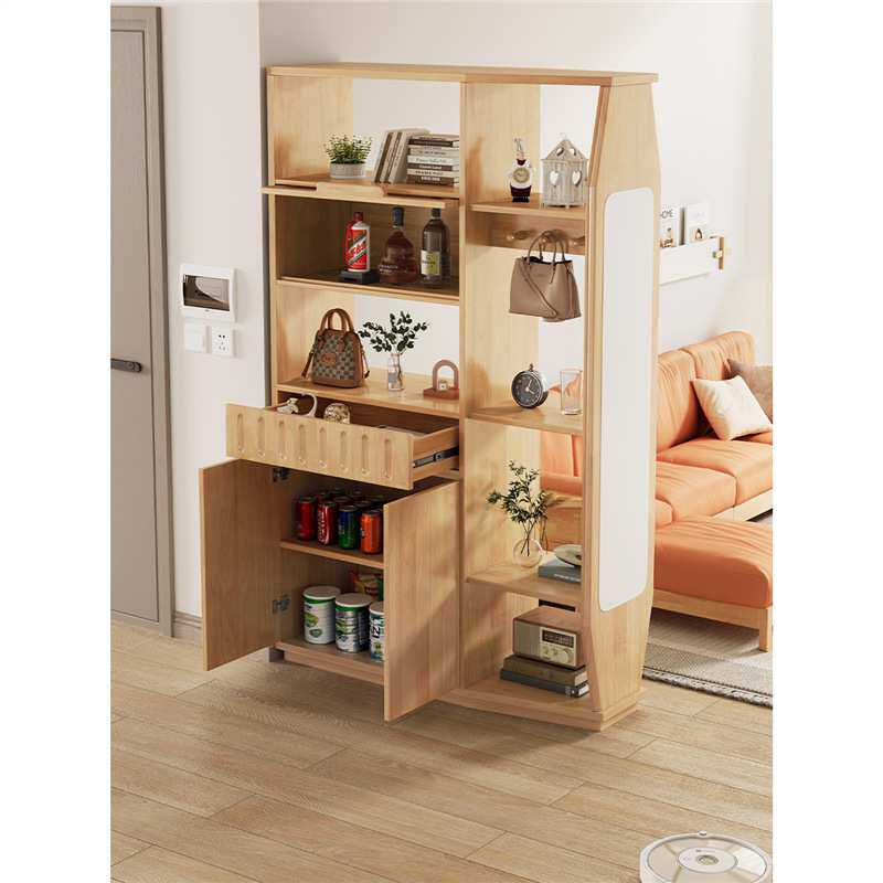 北欧实木间厅柜客厅隔断入户玄关柜酒柜一体双面屏风柜日式储物柜