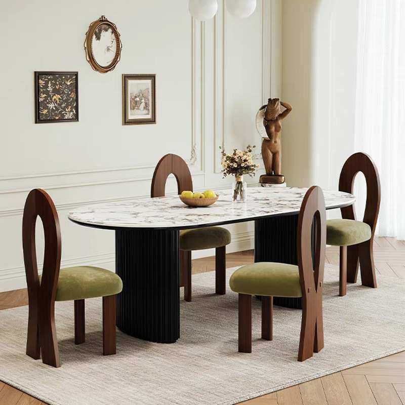 弘苑家具 中古风岩板餐桌椅组合法式吃饭桌子家用轻奢椭圆餐桌,鲜花速递/花卉仿真/绿植园艺,其它园艺用品,淘宝优惠券,粉丝福利购,淘宝优惠卷