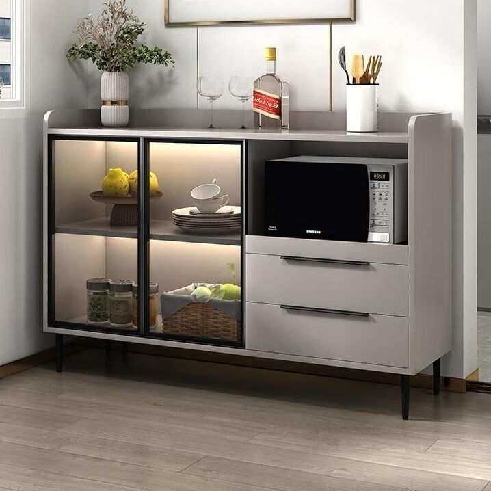 小户型餐边柜现代厨房微波炉柜靠墙酒柜储物柜多功能家具客厅简约