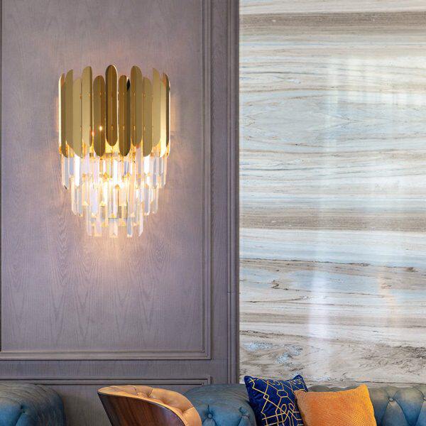 电视背景墙简约客厅别墅卧室床灯后现代过道奢华头灯轻奢水晶壁灯