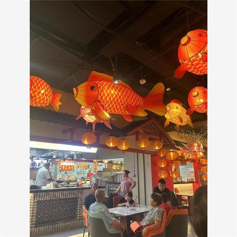 鲤鱼防水发光灯j笼餐厅网红金鱼彩灯花灯大型户外装饰定制中秋节