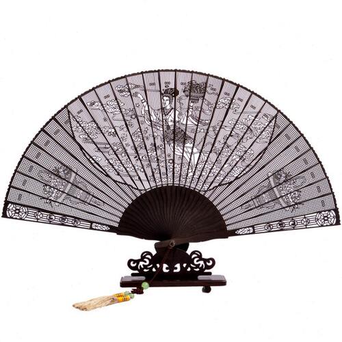 礼品檀乌木 黑礼物檀香中国风送老外红木扇子折扇 扇 摆件 包邮