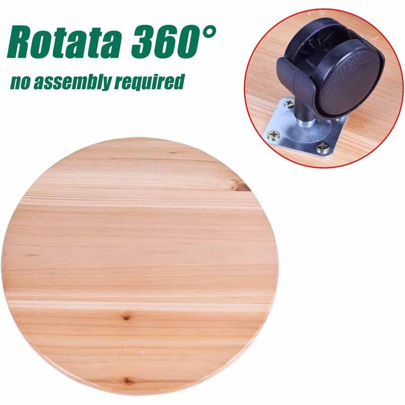 加厚木质移动花托橡胶实木花盆托C盘圆形花架花盆底座带滚轮万向