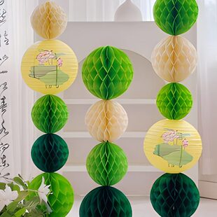 扮装新中式店铺绿色球宴幼儿园天橱窗春生日窝商场道具活动蜂立柱