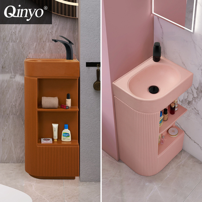 立柱盆一体小户型转角落地式洗手盆阳台卫生O间三角艺术立式洗手