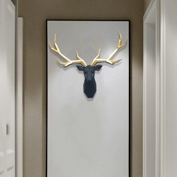 鹿头装饰壁挂轻奢客厅玄关电视墙挂件店铺店面装修北欧风格挂饰