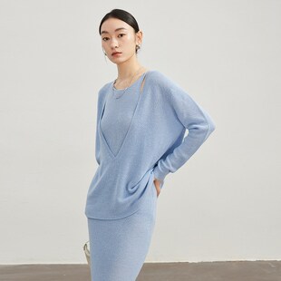 慵懒宽松 法式针织套装连衣裙女早秋新款羊毛罩衫吊带裙子两件套