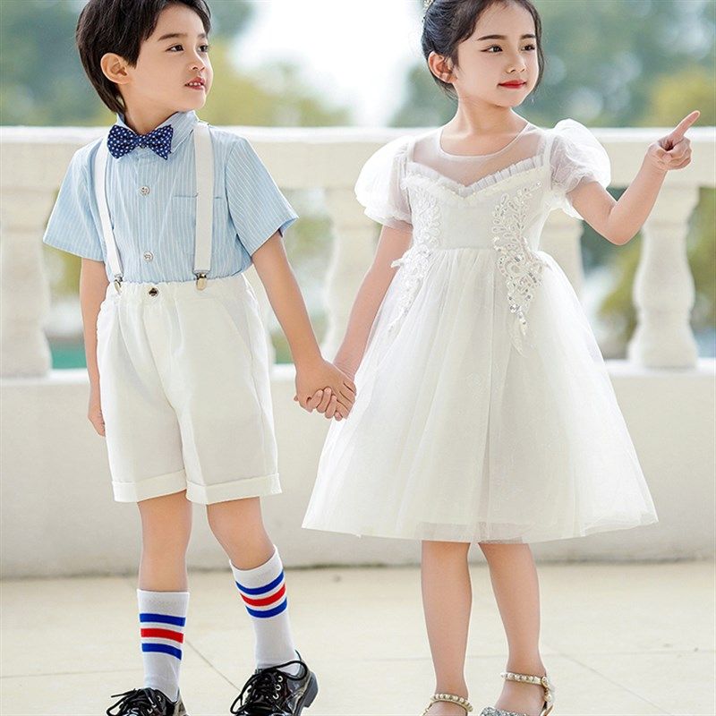 六一儿童节合唱演出礼服男童女童舞蹈蓬蓬纱裙幼儿园毕业服装公主图片