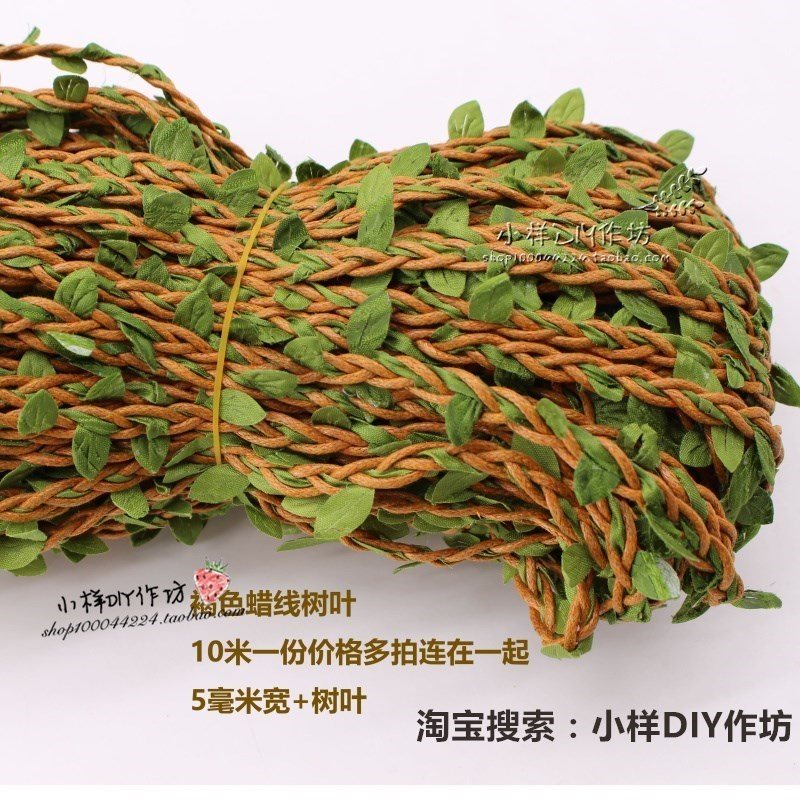 花盆百搭麻绳绳子手工编织墙饰彩色E彩绳小叶灯罩艺术课叶子装饰图片