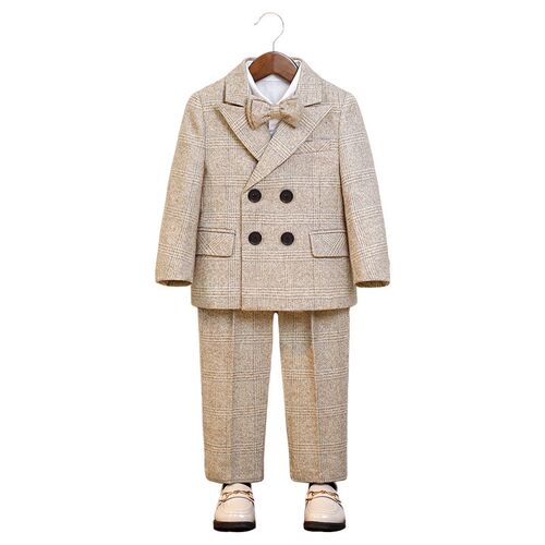 儿童秋冬西装英伦格子西服马甲套男童生日周岁花童礼服主持演出服