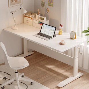 实木升降桌电脑桌台式可升降电竞桌子成人家用学习办公书桌工作台