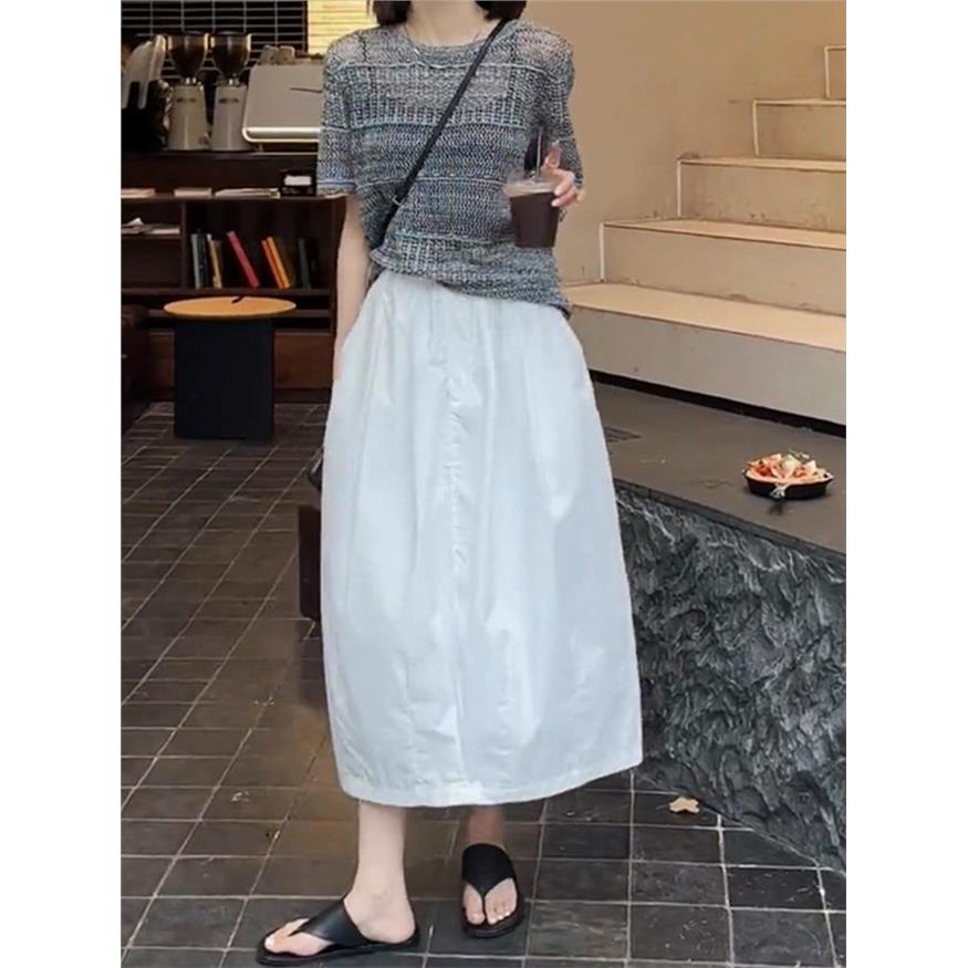 日系白色a字半身裙子女20