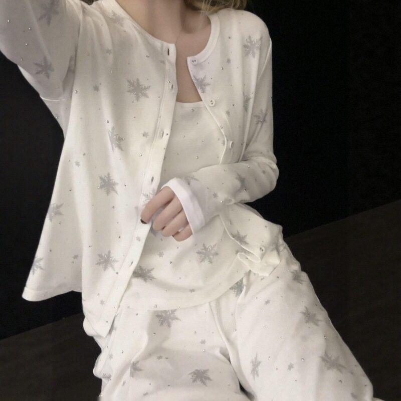 烫钻高级感三件套睡衣好