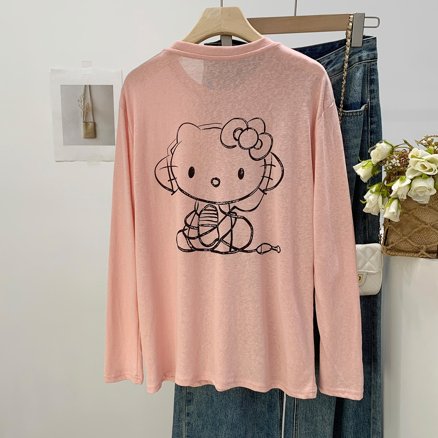 超好看Kitty猫印花圆领长