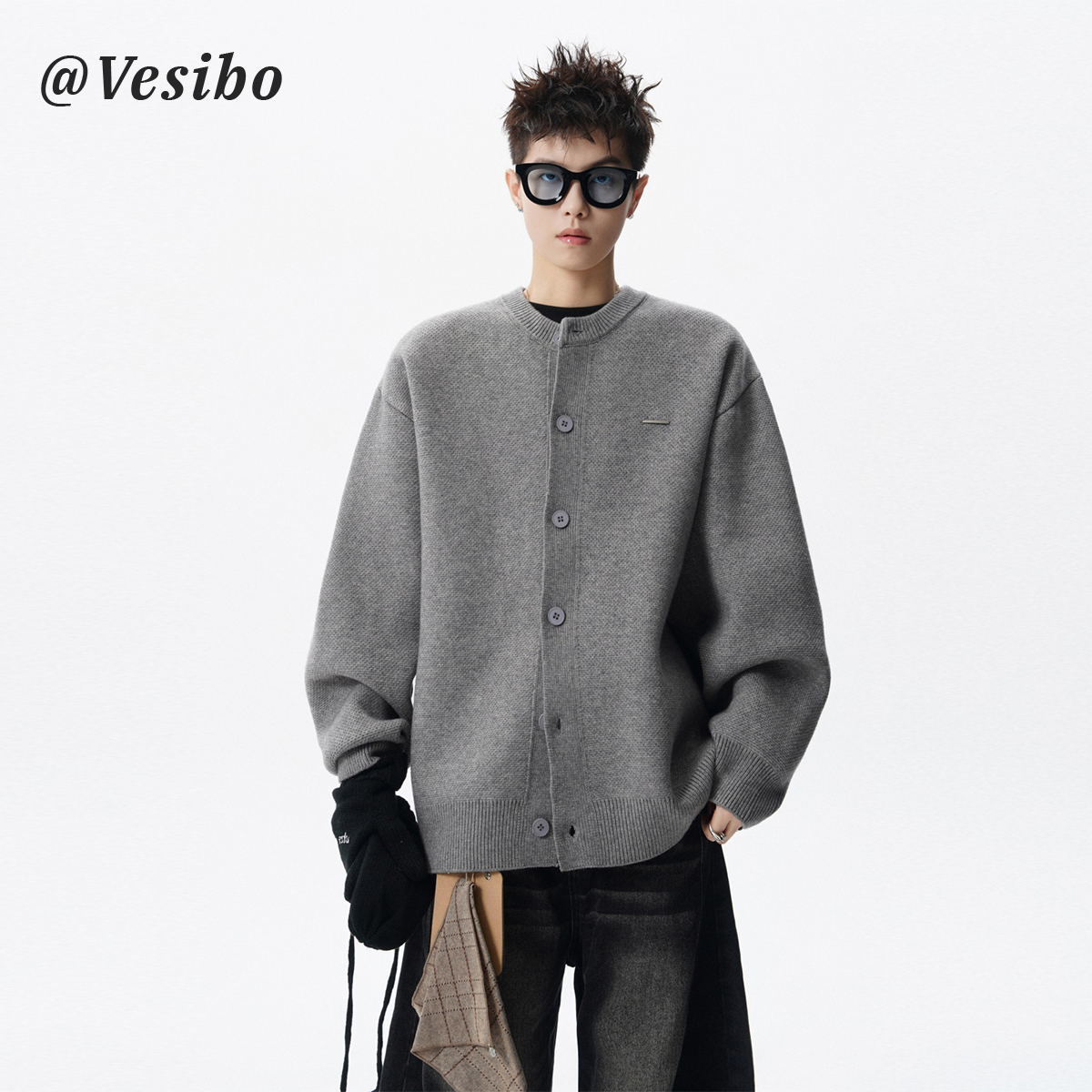 美式重磅开衫毛衣男冬季