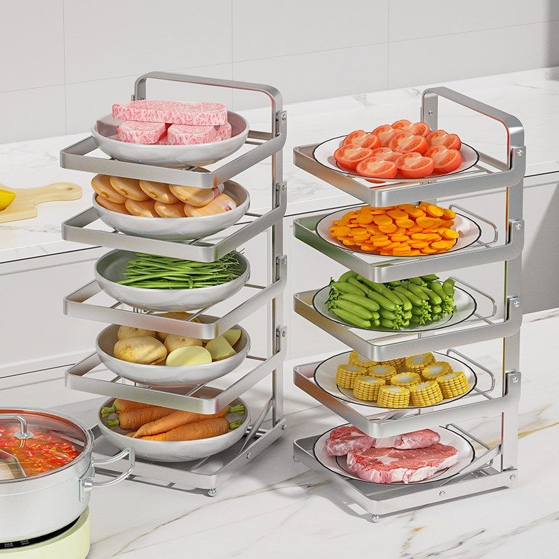 厨房可折叠备菜置物架家用不锈钢菜盘收纳神器多功能多层放菜架子,厨房/烹饪用具,厨房置物架/置物柜/角架,淘宝优惠券,粉丝福利购,淘宝优惠卷