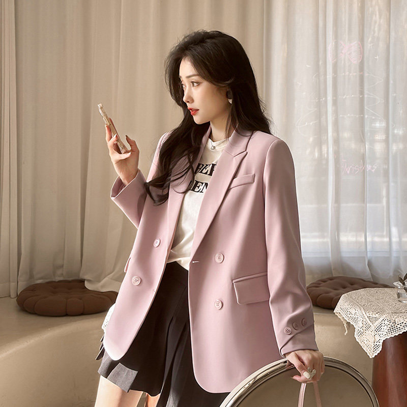 2023新款小众设计感春秋高级感休闲显瘦西服小个子粉色西装外套女,女装/女士精品,西装,淘宝优惠券,粉丝福利购,淘宝优惠卷