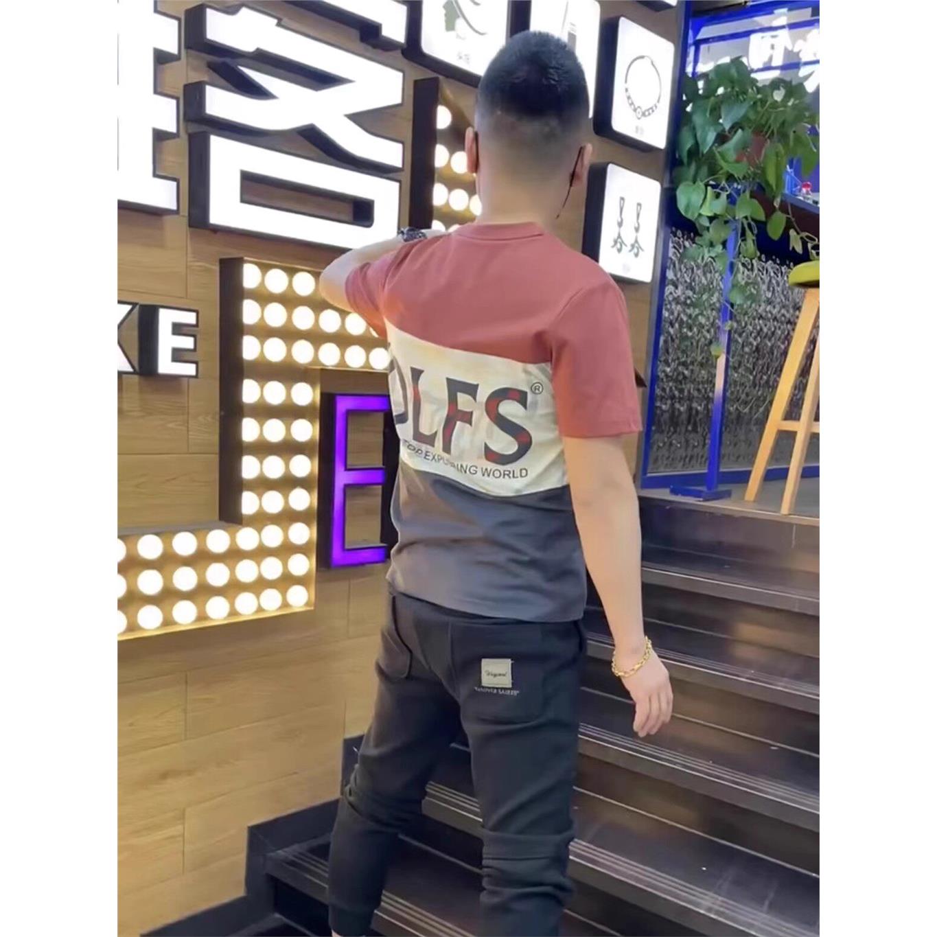 夏季新款男士时尚拼色短