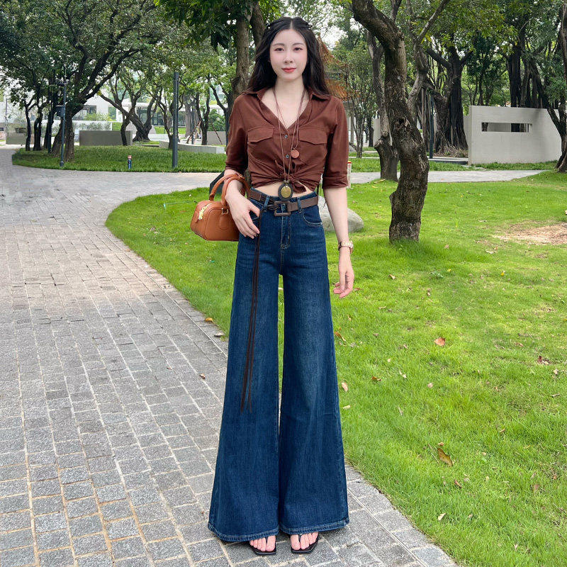 阔腿喇叭牛仔裤女春秋季2