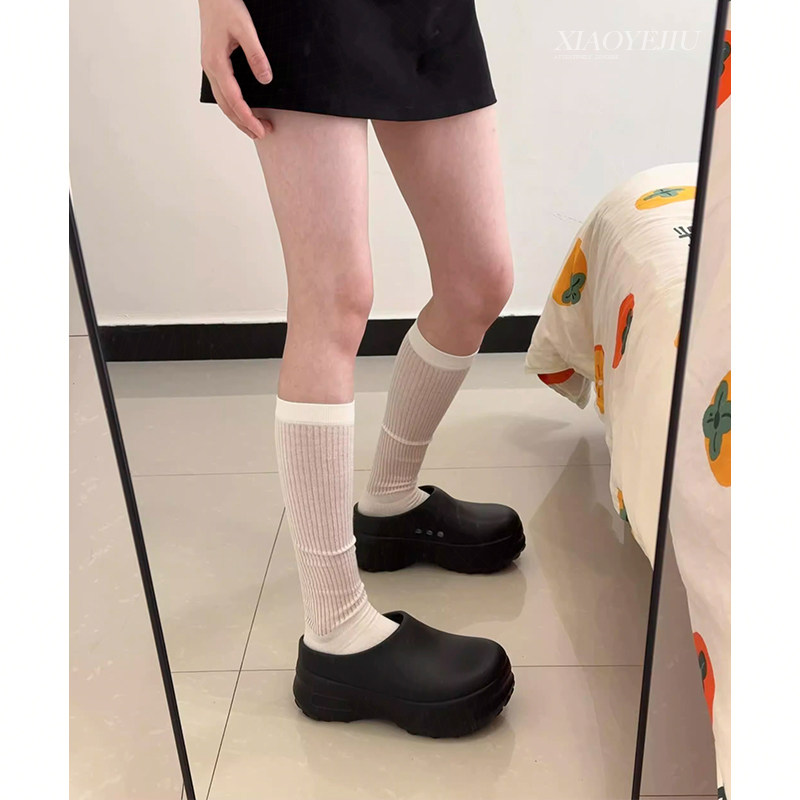 黑色厨师鞋半拖女夏外穿2