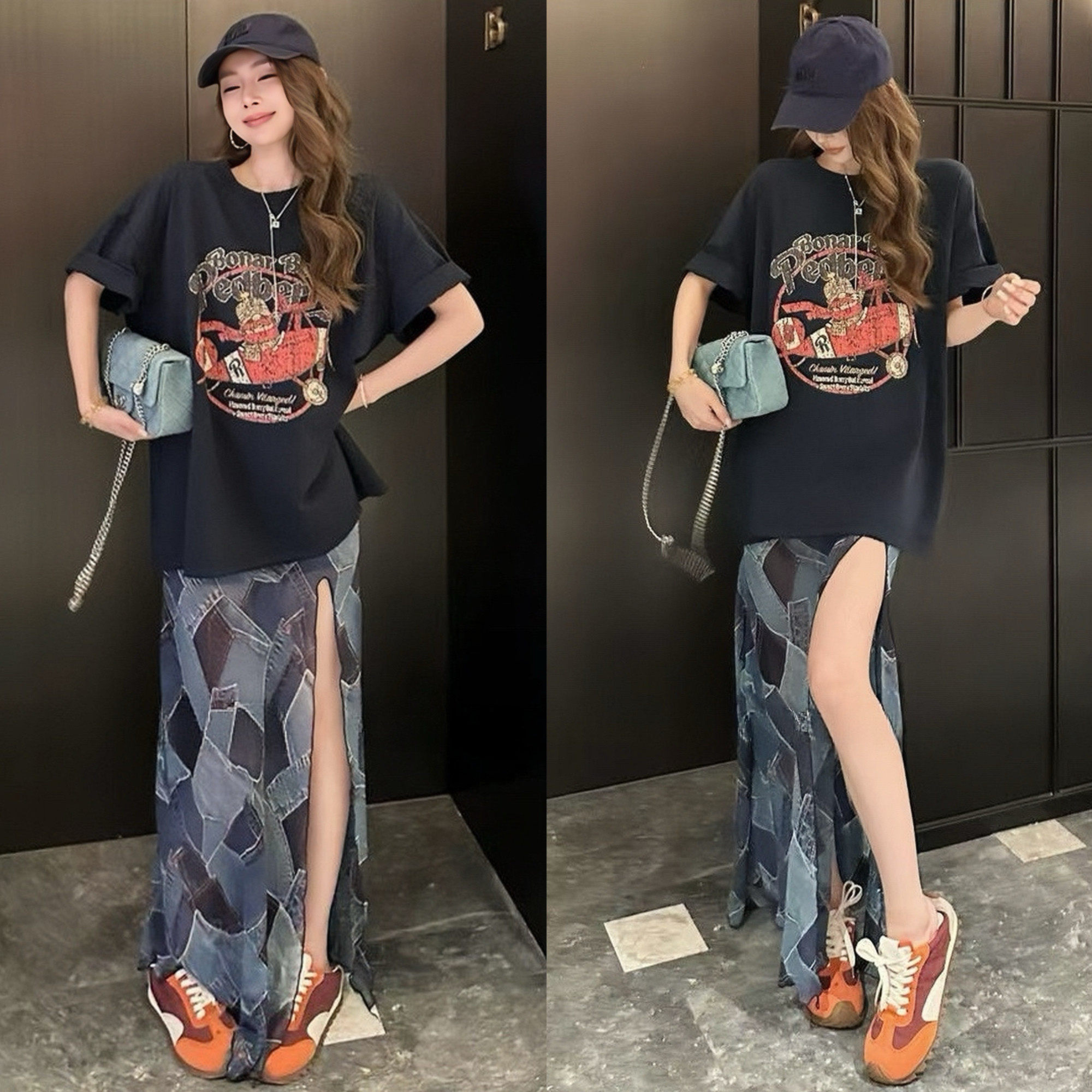 法式复古时尚格纹印花半