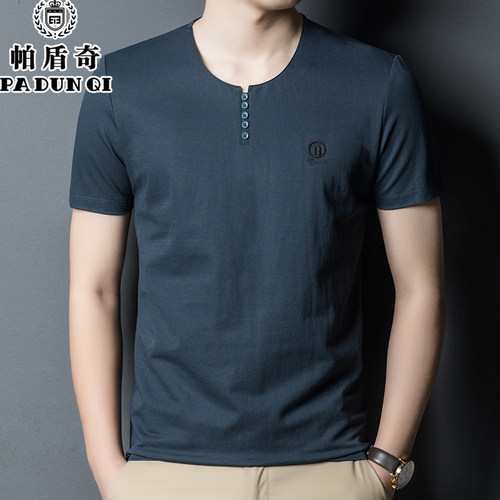 亚麻短袖t恤男冰丝光棉夏季上衣土丅薄款棉麻布体恤简约爸爸半袖