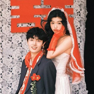 新娘婚纱头纱多层蓬蓬纱蕾丝花边摄影拍照造型道具样片头饰红色