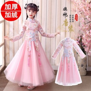 汉服女童早春连衣裙小女孩旗袍套装春款儿童裙子国风春季唐装童装