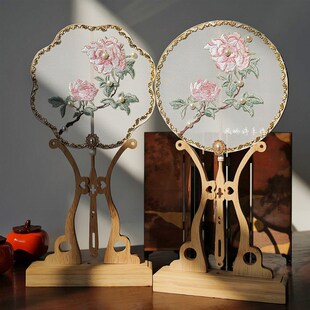 刺绣团扇古风汉服扇子机绣刺绣中国风旗袍儿童圆扇夏天舞蹈扇专用