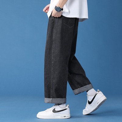 牛仔裤男2021新款秋季直筒休闲长裤秋冬春秋加绒加厚宽松九分裤子