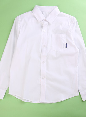 儿童衬衫春秋装长袖男童中小学生校服纯棉白色上衣小孩演出服衬衣