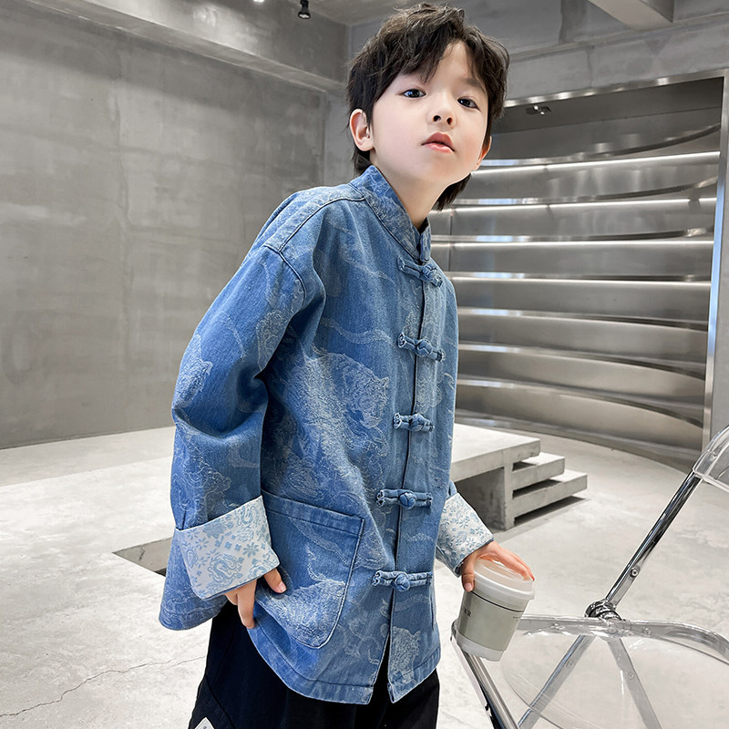 男童春装牛仔外套2024新款儿童春秋款唐装汉服中国风上衣洋气时髦,童装/婴儿装/亲子装,普通外套,淘宝优惠券,粉丝福利购,淘宝优惠卷