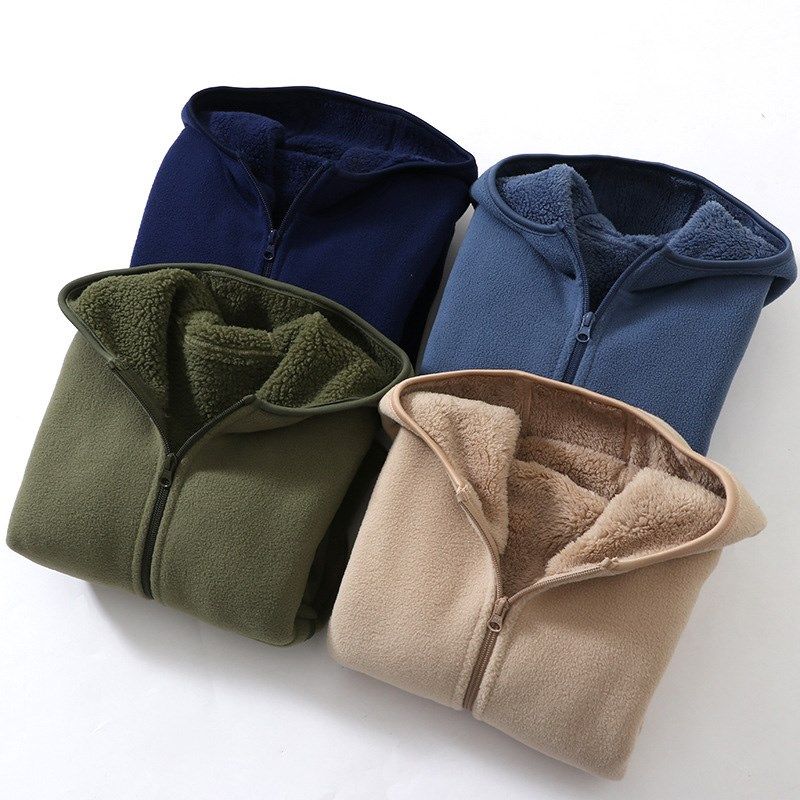 亲子装儿童摇粒绒加绒连帽外套男女童拉链卫衣绒衫抓绒衣校服内搭