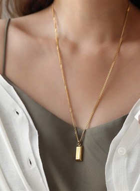 小众高级设计感暴富小金条金砖长款项链女毛衣链秋冬2021年新款潮