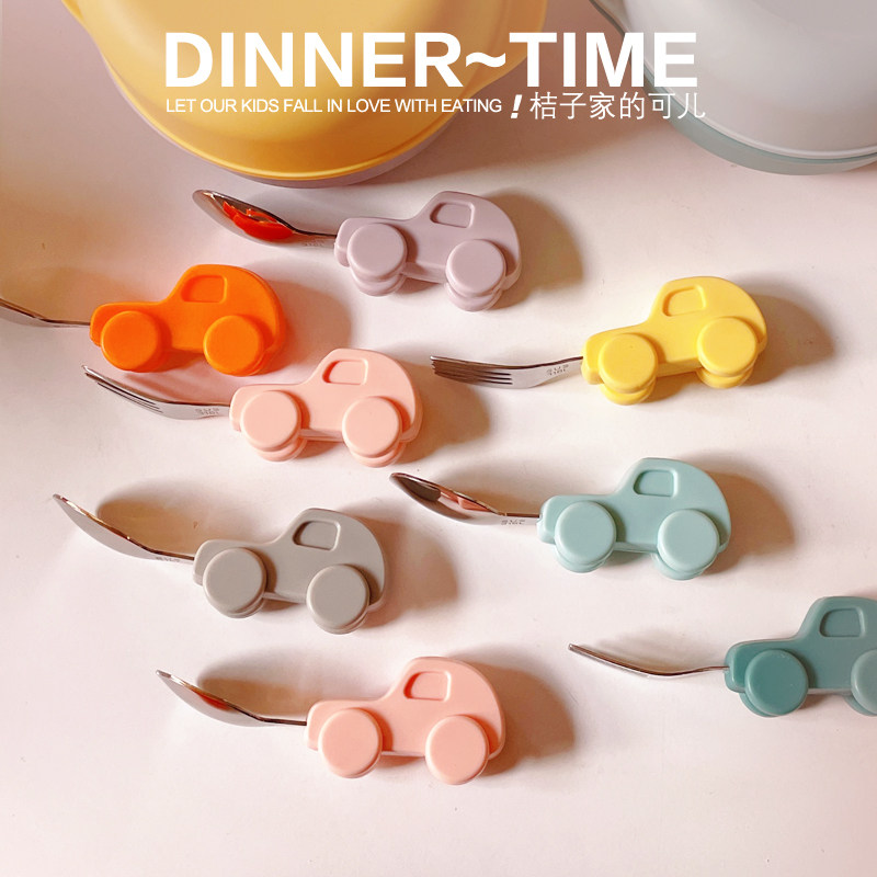 矽胶短柄勺子宝宝学食训练婴儿童副食品吃饭叉勺316不锈钢餐具,婴童用品,儿童勺,淘宝优惠券,粉丝福利购,淘宝优惠卷