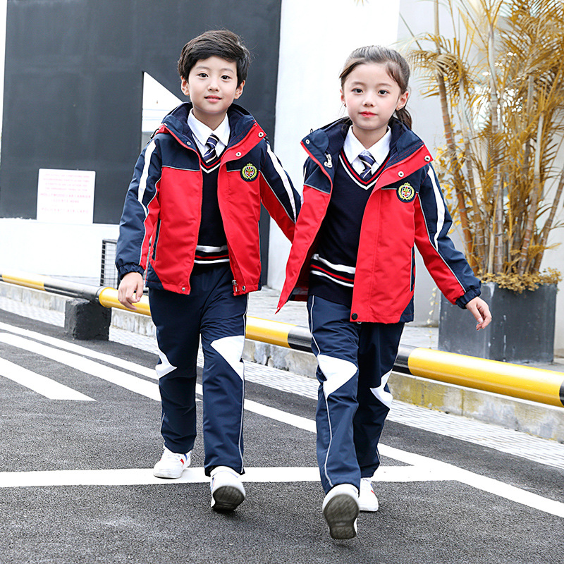 小学生冲锋衣校服秋冬季套装一年级儿童班服幼儿园园服春秋三件套